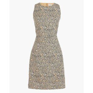 J. Crew Sleeveless Basketweave Animal Leopard Print Sheath Midi Dress Size 14
